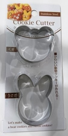【烘焙工具】日本ECHO不鏽鋼餅乾壓模( 餅乾.米飯切割模具2入)(熊.兔子)